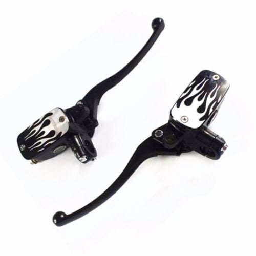 Silver Flame 1" Reservoir Brake Hydraulic Clutch Lever VN Cruiser Chopper Street Bike