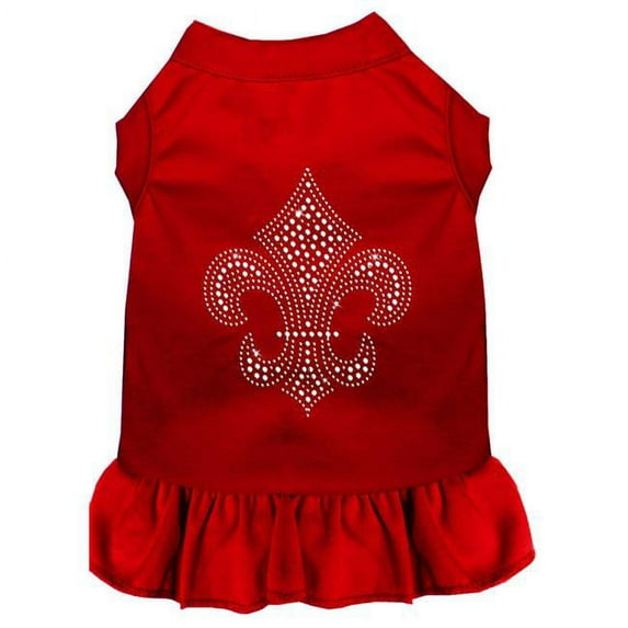 Silver Fleur De Lis Rhinestone Dress, Red - 4XL 22