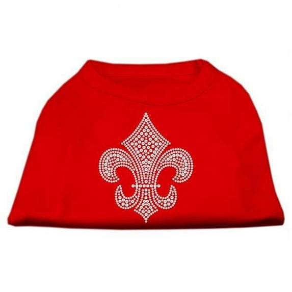 Silver Fleur de lis Rhinestone Shirts Red XS - 8