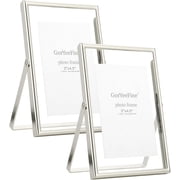 Silver Floating Frame 4x6" Set of 2 for photo 2x3,3.5x5, Metal Floating Frames 3.5x5 Adjustable Tabletop/Shelf Photo Frame, Classy Gift Choice for Wedding, Thanksgiving, Christmas.