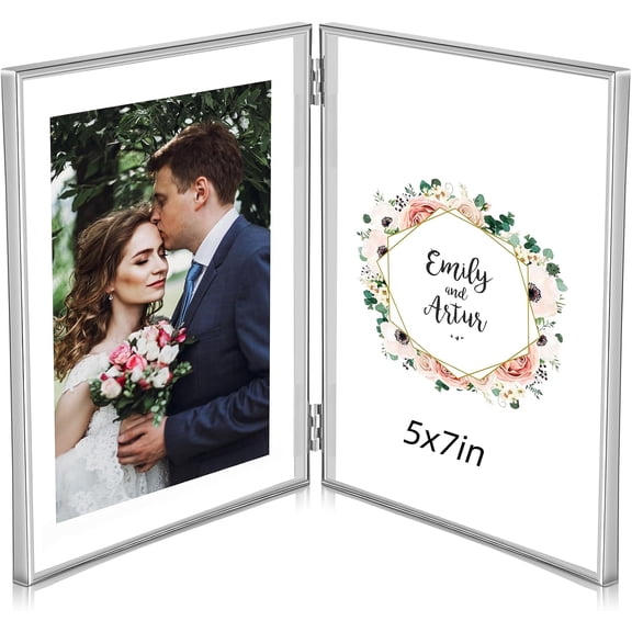 Silver Floating Frame (5"x7", Vertical), For Picture 4x6, 3x5, 2x3, Tabletop Shelf Photo Frame, Classy Gift For Festival, Wedding, Home or Office Dcor,Photo Display,tabletop hanging,Gift Ideas