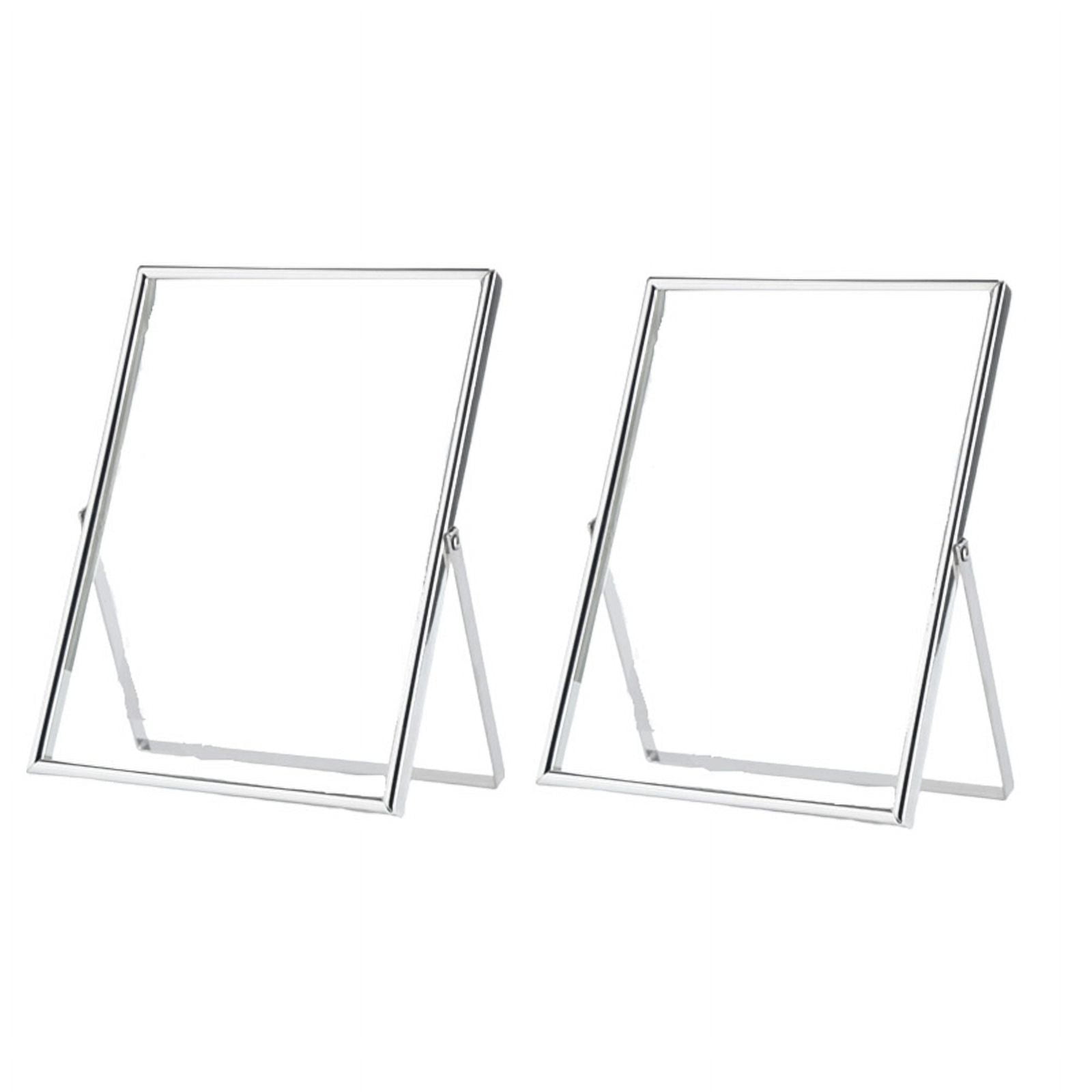 Silver Floating Picture Frame Set of 2, Gift Metal Glass Photo Frames