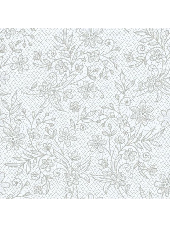 Silver Floral Table Cover - Rectangle - 54in. x 108in. - 1 Piece (fdp93112)