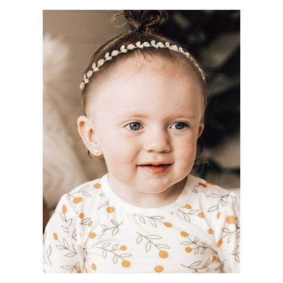 Silver Flower Girl Headpiece for Wedding Crystal Baby Girl Headband Flower Crown Communion Hair Accessories for Birthday, Photography