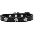 thumbnail image 1 of Silver Flower Widget Dog Collar, Black - Size 14, 1 of 1