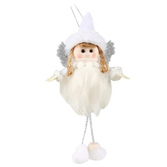 Silver Fluffy Angel Doll Christmas Tree Ornament, Long Leg Plush Toy For Holiday Decor, Gift For Kids, Stocking Stuffer, Festive Home Accent