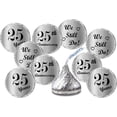 thumbnail image 1 of Silver Foil 25th Anniversary Kisses Stickers, (Set of 216) Chocolate Drops Labels Stickers for 25 Wedding Anniversary, Party Favors Decor for Kisses, 1 of 4