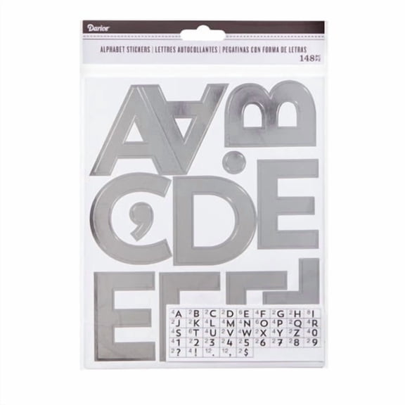 Silver Foil Alphabet & Number Stickers: 2.5 inches, 148 pieces