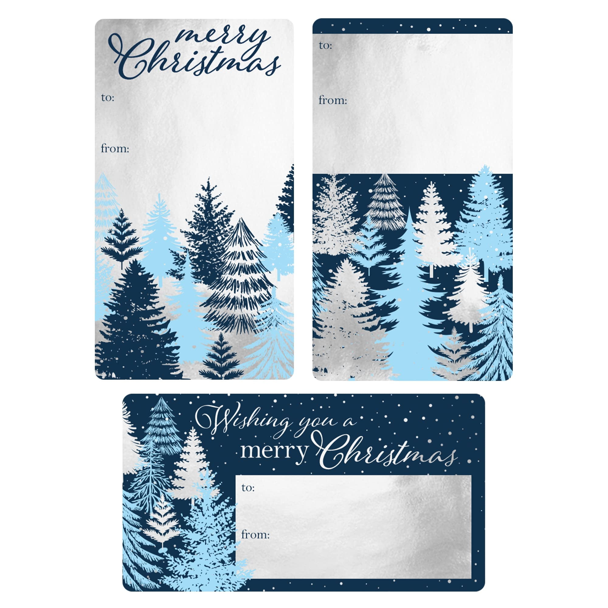 Silver Foil and Blue YPF5 Christmas Tags, 75 Count, Blue and Silver