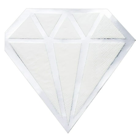 Silver Foil Diamond Die Cut Paper Party Napkins (6.2 x 6.2 Inches, 50 Pack)
