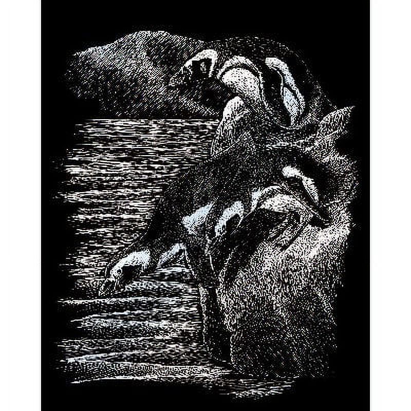 Silver Foil Engraving Art Kit 8"X10"Penguins