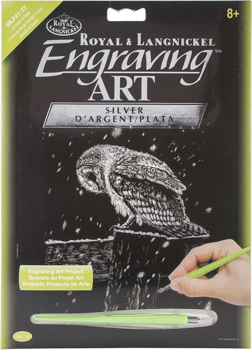 Silver Foil Engraving Art Kit 8"X10"Snowfall At Night