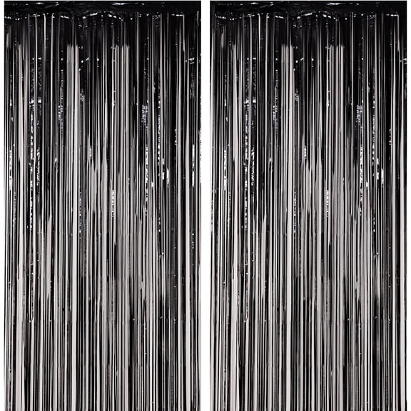 Silver Foil Fringe Backdrop Curtains, Tinsel Streamers Birthday Party Decorations, Fringe Backdrop for Graduation, Baby Shower, Gender Reveal, Disco Party