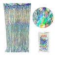 thumbnail image 1 of Silver Foil Tassel Curtain – 79x40 in Glitter Tinsel Backdrop for Birthday, Baby Shower, Bachelorette, Wedding, Christmas & Photo Booth Decoration, 1 of 5
