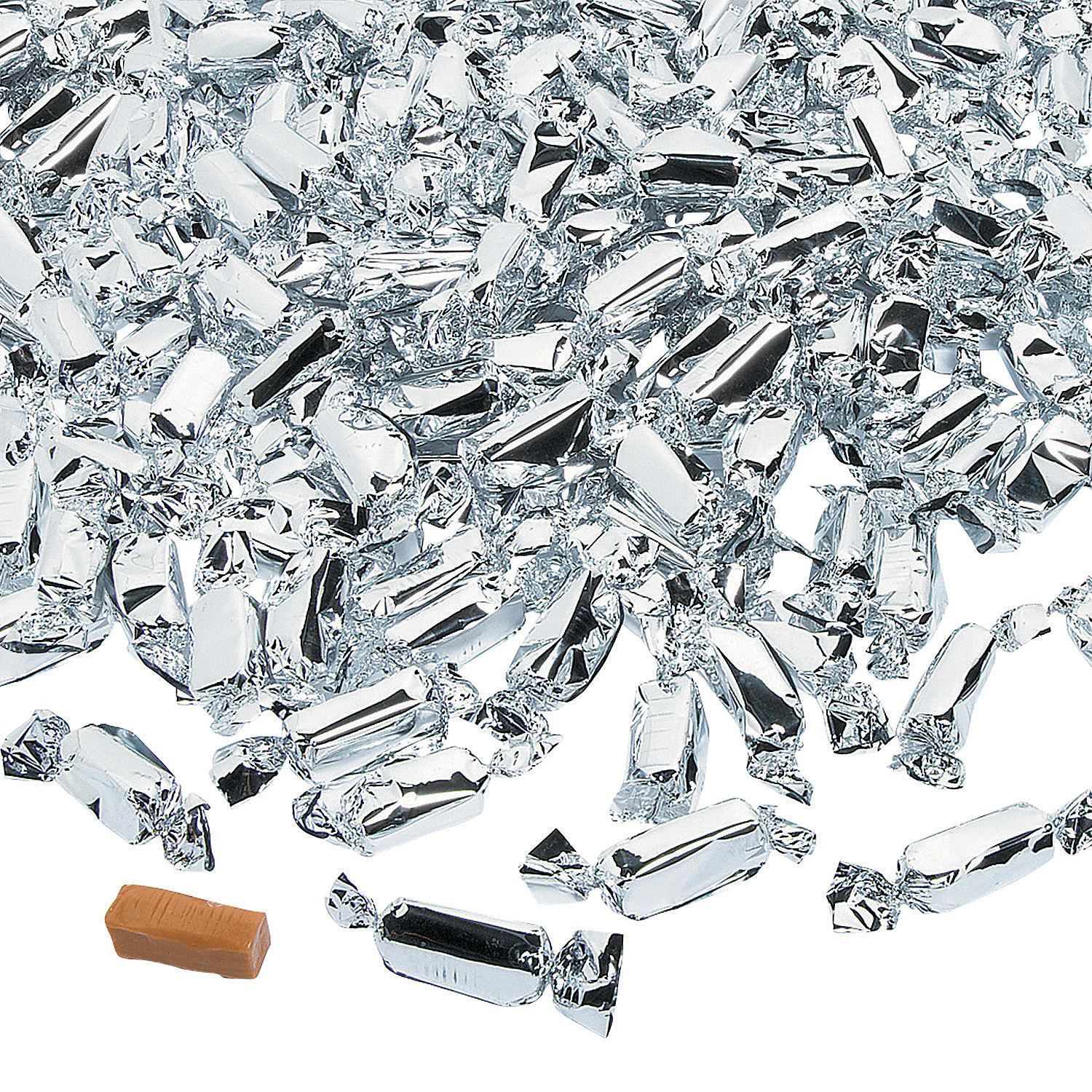 Silver Foil-Wrapped Caramels, 189 Pieces, Individually Wrapped, Candy Buffet, 2 lbs.
