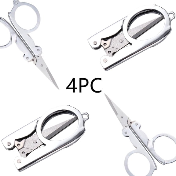 Kingfansion 4" Office Scissors Set Under $4, Travel Mini Portable Scissors, for Sewing and Crafting, Craft Gift, 4 Count, Sharp Precision Fabric Scissors Suitable for Embroidery