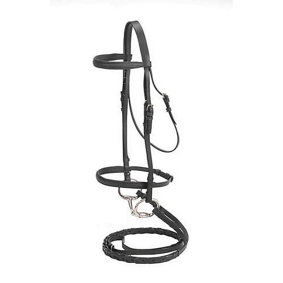 Silver Fox Padded Snaffle Bridle with Reins Black