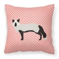 thumbnail image 1 of Silver Fox Pink Check Fabric Decorative Pillow, 1 of 4