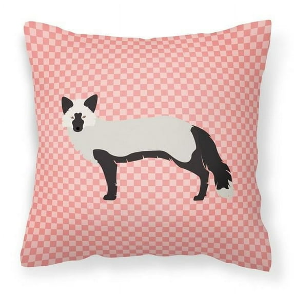 Silver Fox Pink Check Fabric Decorative Pillow