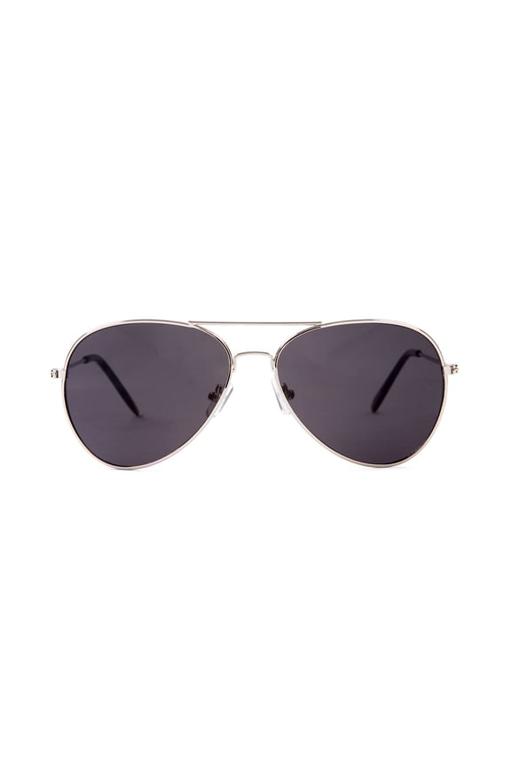 Silver Frame Black Lenses Aviator Sunglasses