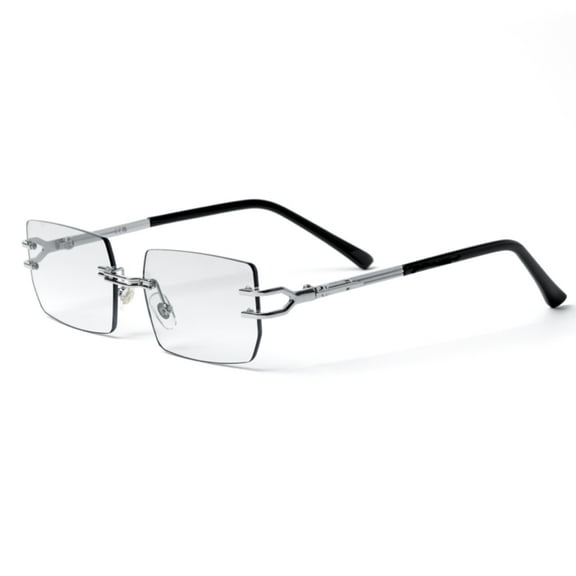 Silver Frame Metal Square Retro Vintage Style Rimless Clear Lens Rectangular Men’s Women Eye Glasses