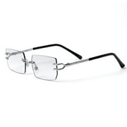 Silver Frame Metal Square Retro Vintage Style Rimless Clear Lens Rectangular Men s Women Eye Glasses