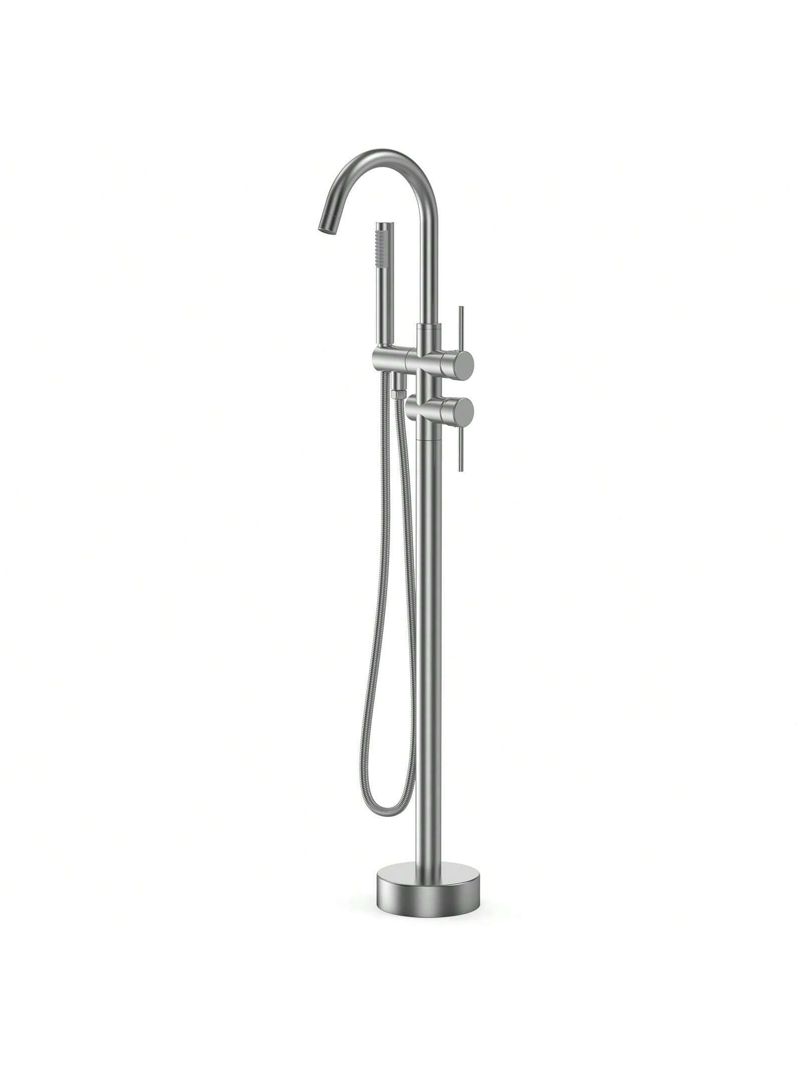 Freestanding Tub Faucet With Handheld Shower – Black & Brushed Gold, Single Handle, 360° Swivel Spout