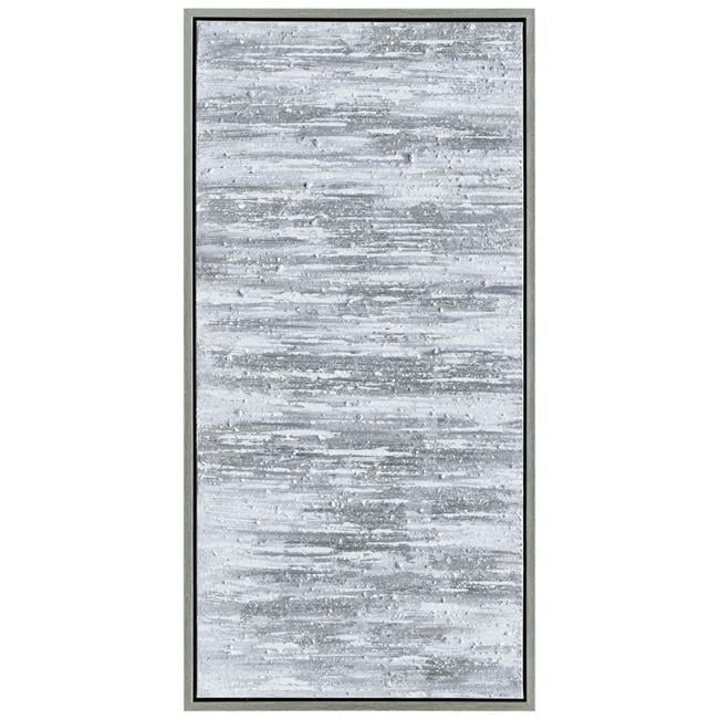 Silver Abstract Textured Hand Painted Canvas Wall Art with Champagne Frame