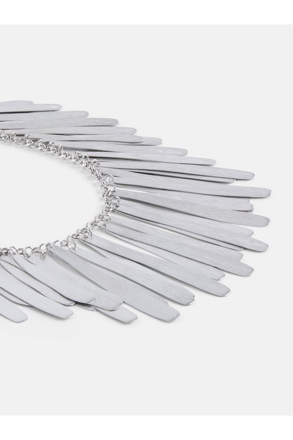 Women's Silver Tone Fringe Necklace