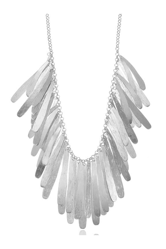 Silver Fringe Bib Necklace
