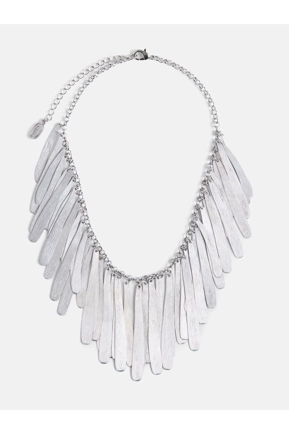 Women's Silver Tone Fringe Necklace