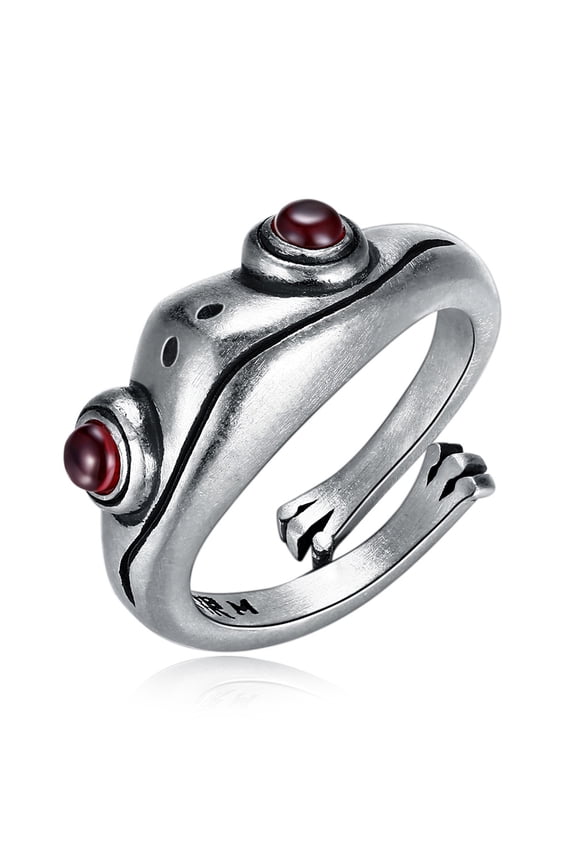 Silver Frog Open Rings Vintage Cute Finger Ring for Women Men Couples Frog Joint Ring Fashion Party Jewelry Gift