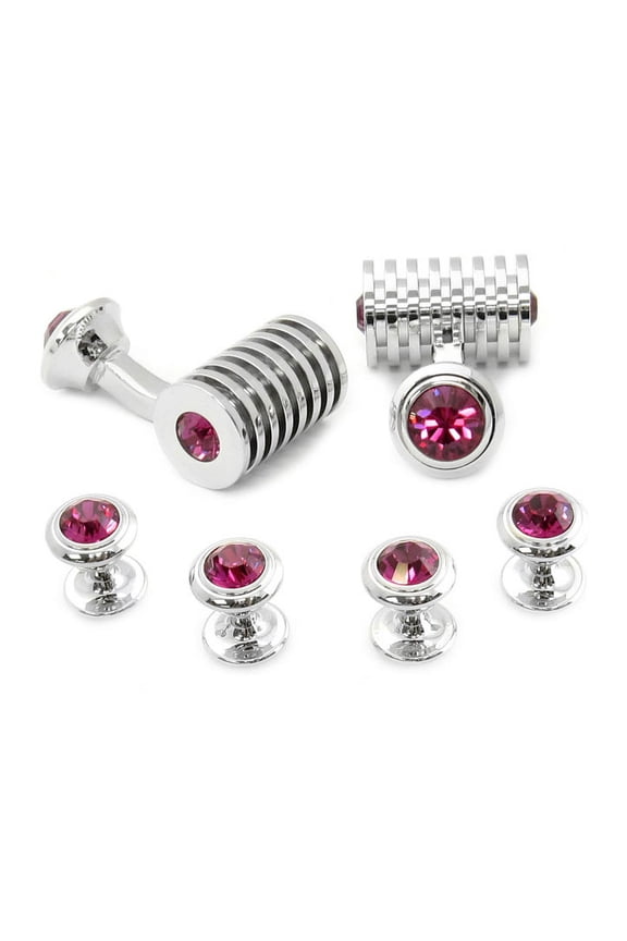 Silver Fuchsia Swarovski Barrel Formal Set