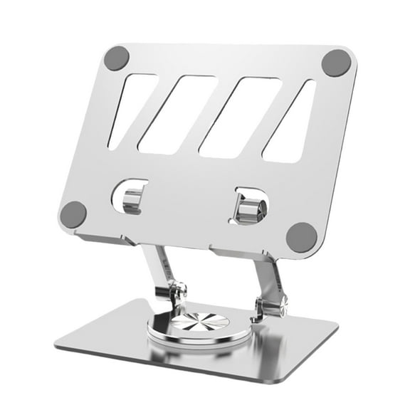 Silver Full Metal Tablet Holder, Hollow Heat Dissipation Backplate, Slip-Proof Base, Adjustable For Reading, Watching, Or Typing
