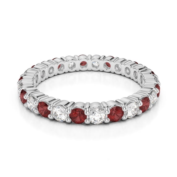 Silver Garnet Ring, Full Eternity Band Round 3mm Garnet Gemstone 925 Sterling Silver Women Wedding Ring, Alternate Style Stackable Ring_12