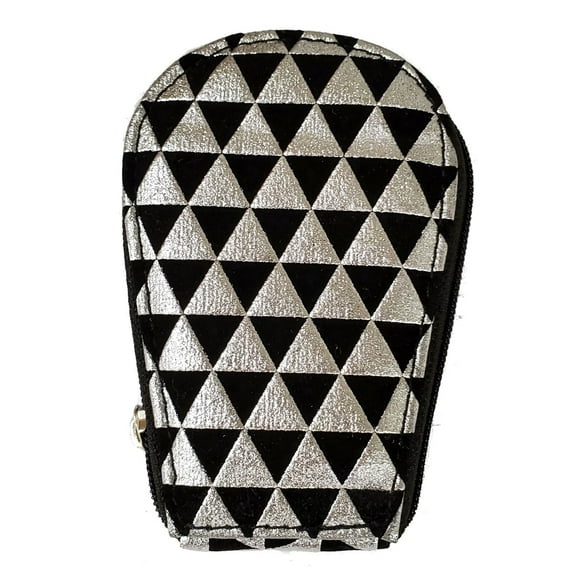 Silver Geometric Design 5 Piece Manicure Set in Designer Zipper Case