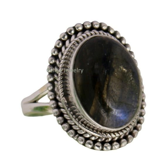 Silver Gift Ring, Labradorite Solid 925 Sterling Silver Ring