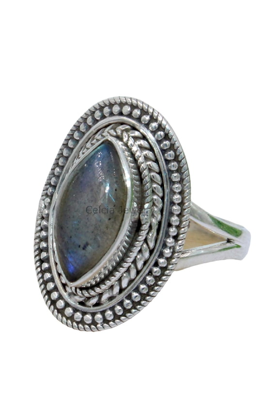 Silver Gift Ring, Labradorite Solid 925 Sterling Silver Ring
