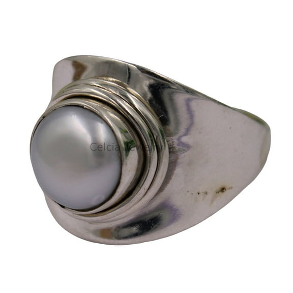 Silver Gift Ring, Pearl Solid 925 Sterling Silver Ring