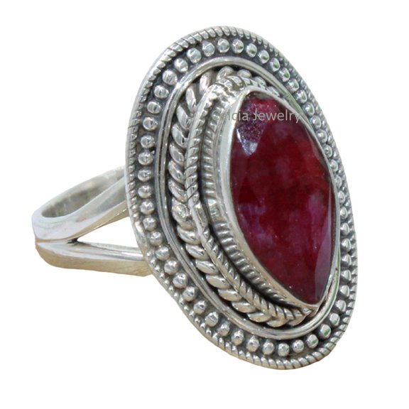 Silver Gift Ring, Ruby Solid 925 Sterling Silver Ring
