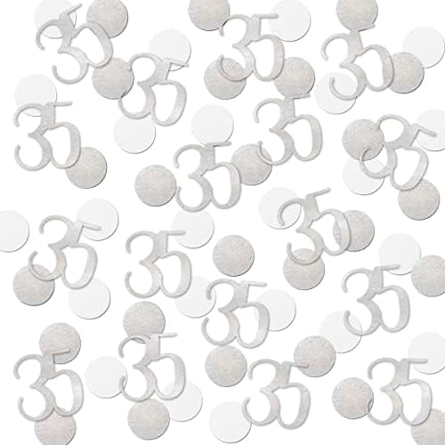 Silver Glitter 35 Confetti, 35th Birthday Number Confetti, 200pcs ...