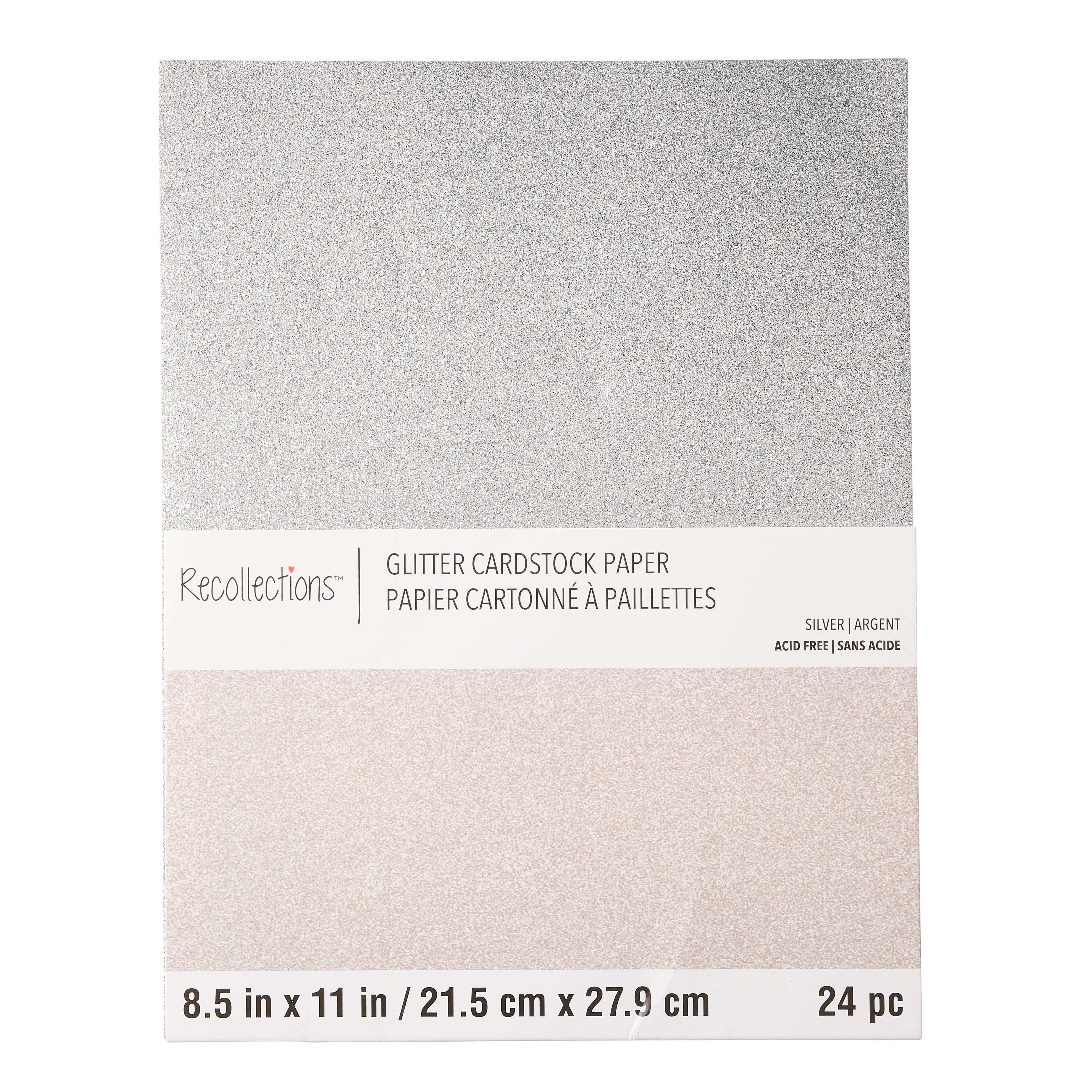 Silver Glitter 8.5" x 11" Cardstock Paper by Recollections - 24 Sheets