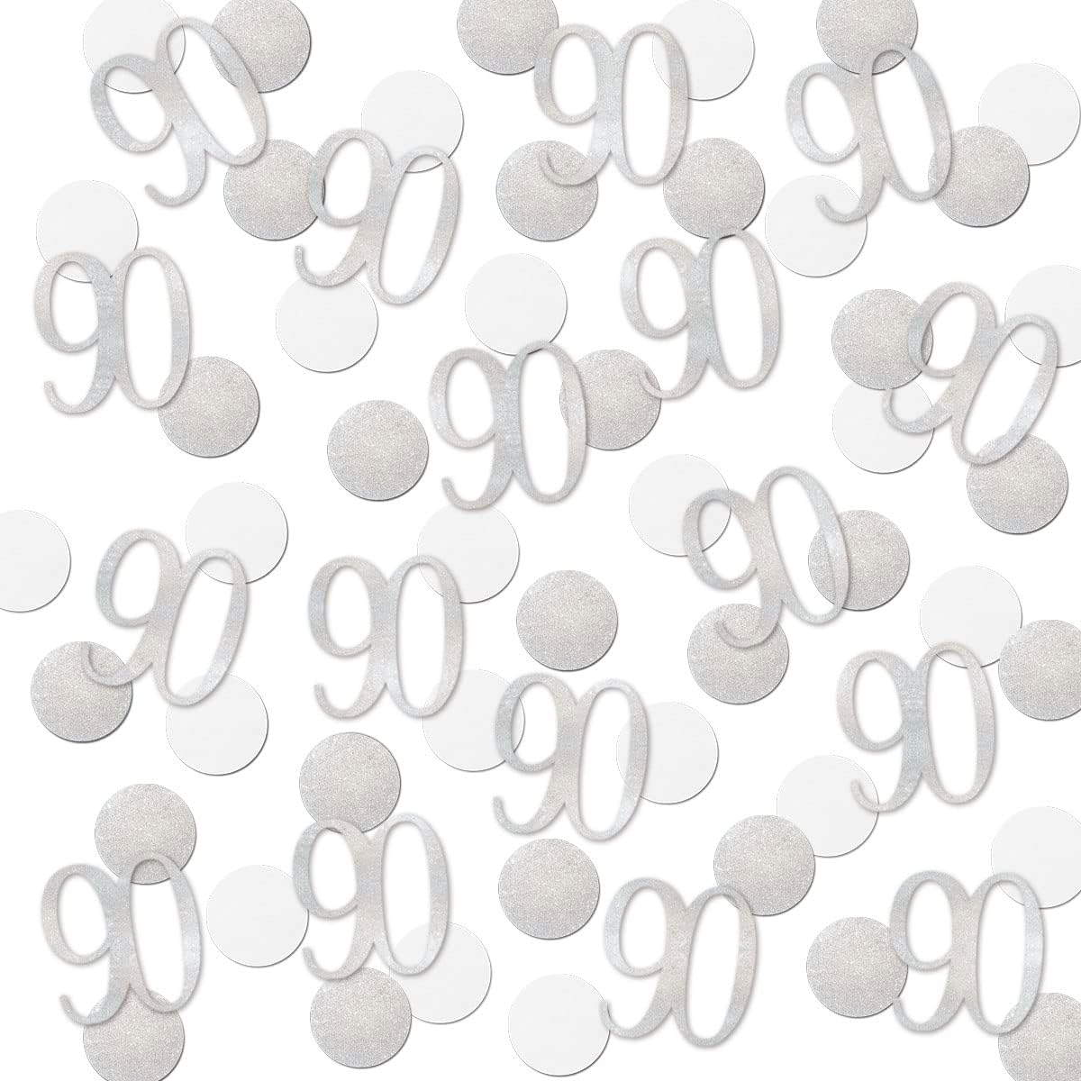 Silver Glitter 90 Confetti, 90th Birthday Number Confetti, 200pcs ...
