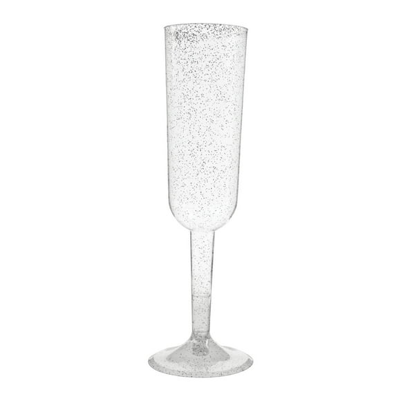 Silver Glitter Champagne Party Flutes, 4ct
