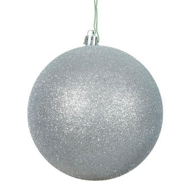 Silver Glitter Drilled Ball Ornament&#44; 6 in. - 4 per Bag