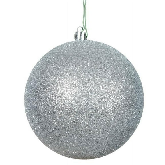 Silver Glitter Drilled Ball Ornament, 6 in. - 4 per Bag