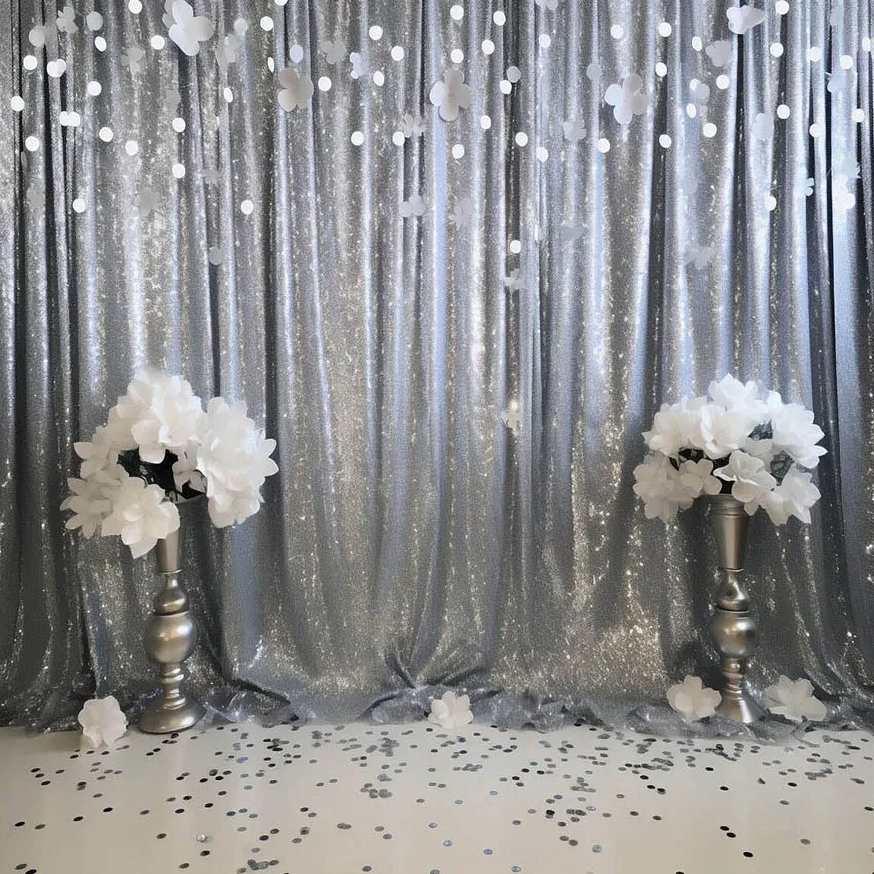 Silver Glitter Floral Adult Birthday Bridal Shower Wedding Portrait r ...