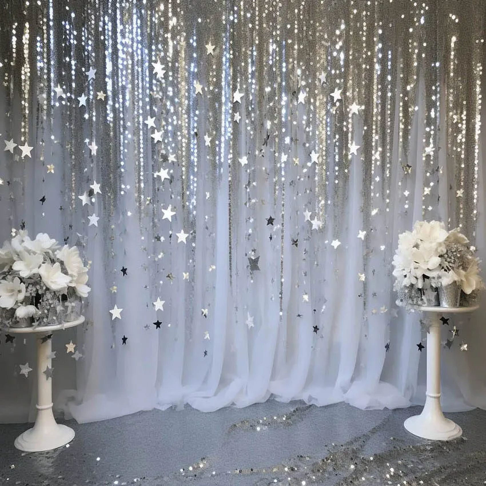 Silver Glitter Floral Adult Birthday Bridal Shower Wedding Portrait r ...