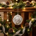 thumbnail image 1 of Silver Glitter Foam Christmas Ball Ornament, Rhinestone Beaded Hanging Bauble for Christmas Tree Decor Wreath Mantel Holiday Home Decor, 1 of 6