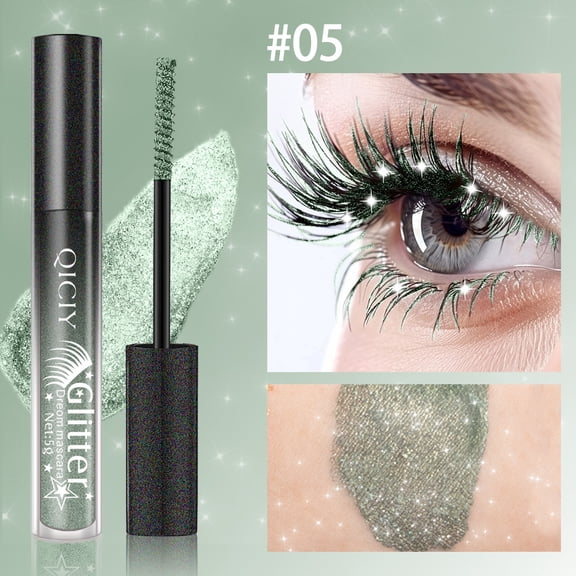 Silver Glitter Mascara, Sparkle Diamond Colored Mascara, Multi-Use Shimmer Waterproof Mascara, Define Long Lasting Curling Eyelashes, Voluminous Lengthening Mascara Makeup Party Festival
